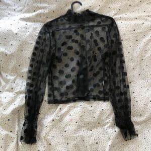 Black polka dot blouse